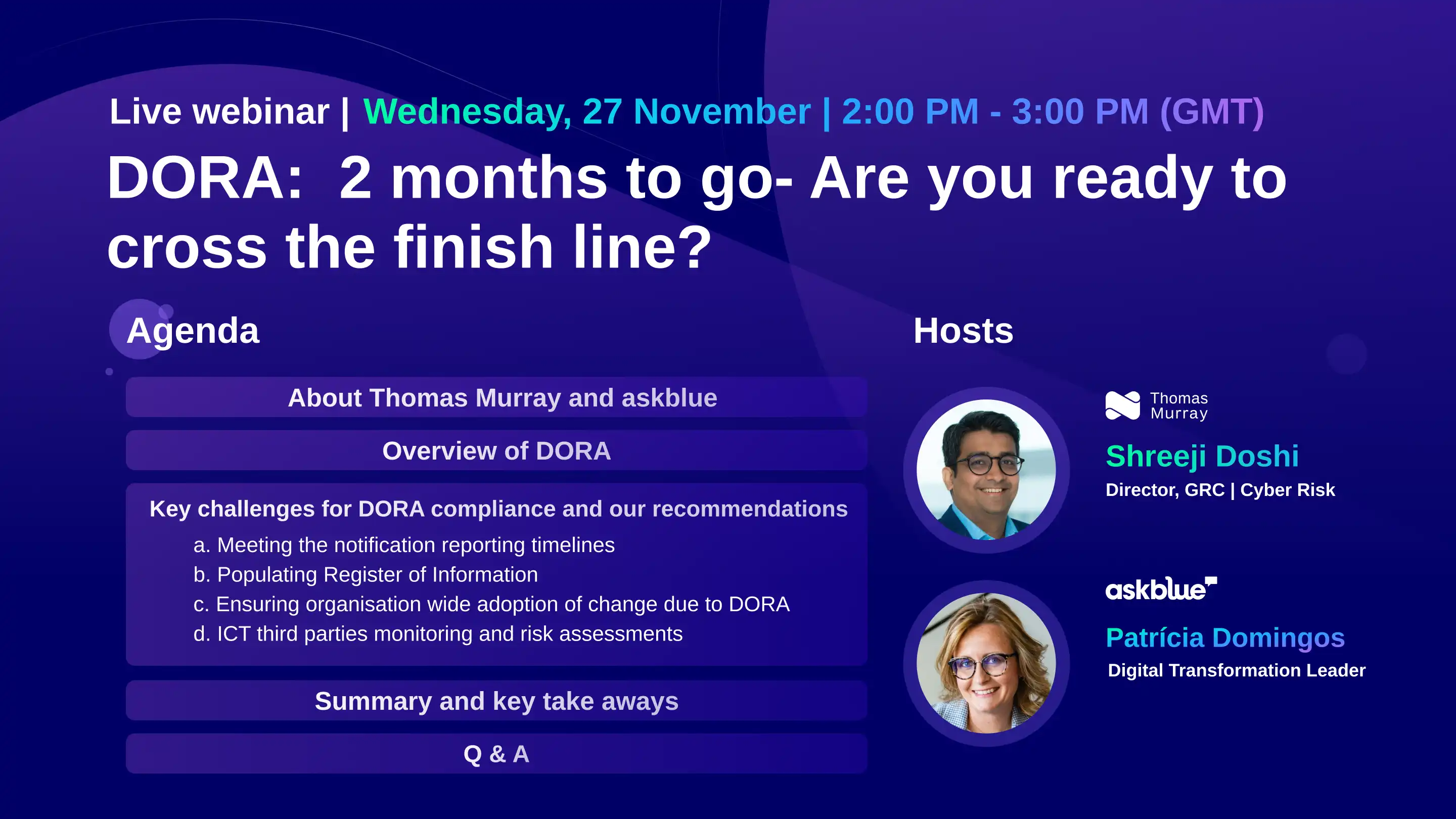 Live webinar: DORA: 2 months to go- Are you ready to cross the finish line?