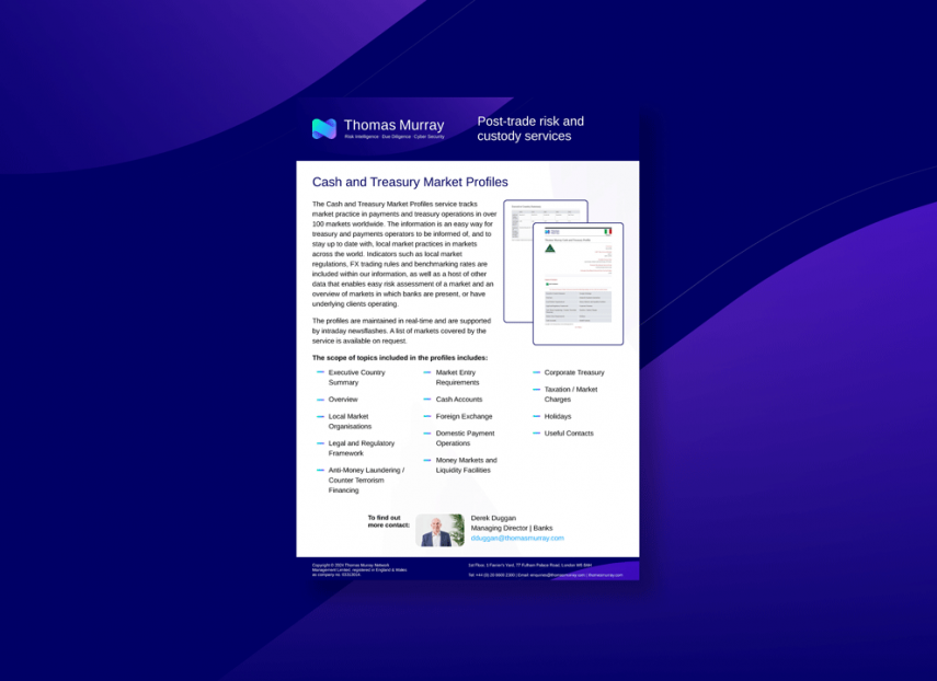 Cash and Treasury Market Profiles