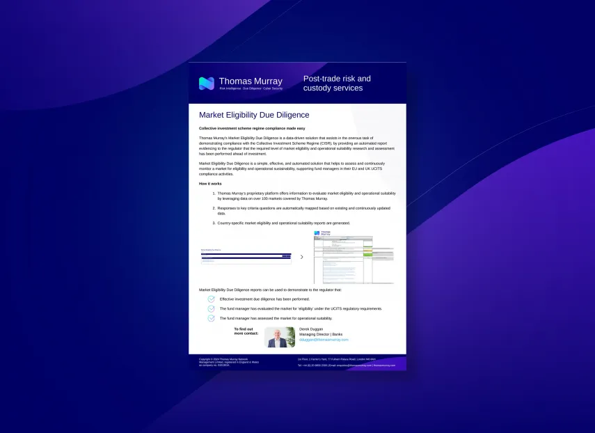 Market Eligibility Due Diligence