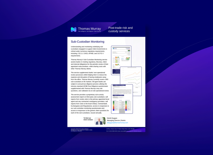 Sub-Custodian Monitoring