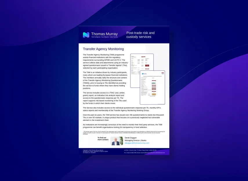 Transfer Agency Monitoring 