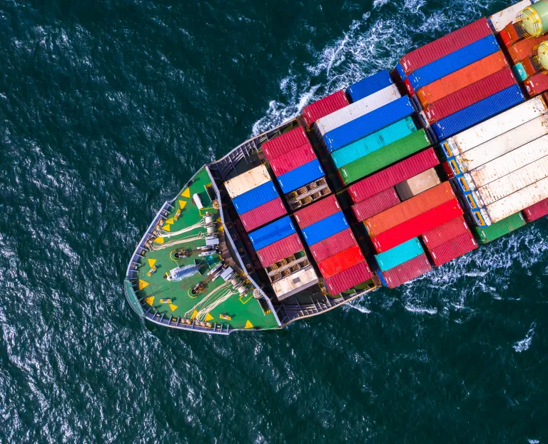 A container ship on the ocean